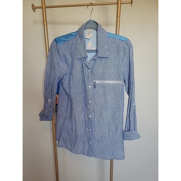 Multiples Women's Button Up Size XS Floral Butterfly Back - Picture 2 of 11